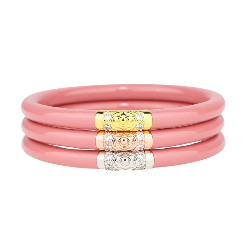 NEW BudhaGirl Three Kings All Weather Bangles – Blush | Small | Set of 3